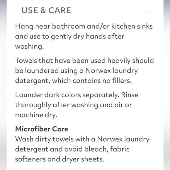 Norwex Chenille Sea Mist Hand Towel NWOT - Picture 3 of 9